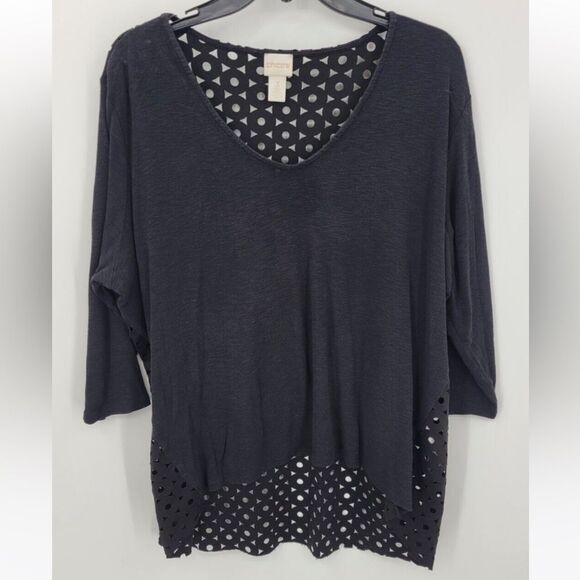 Chico’s Black Carris Circle Back Top - Picture 5 of 5